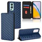 For OnePlus Nord 2 5G Cubic Grid Texture Flip Leather Phone Case(Blue) - 1