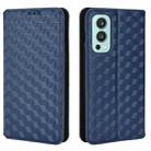 For OnePlus Nord 2 5G Cubic Grid Texture Flip Leather Phone Case(Blue) - 2