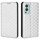 For OnePlus Nord 2 5G Cubic Grid Texture Flip Leather Phone Case(Silver) - 2