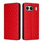 For OnePlus Nord 4 Cubic Grid Texture Flip Leather Phone Case(Red) - 2