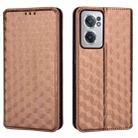 For OnePlus Nord CE 2 5G Cubic Grid Texture Flip Leather Phone Case(Brown) - 2