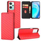 For OnePlus Nord CE 2 Lite 5G Cubic Grid Texture Flip Leather Phone Case(Red) - 1