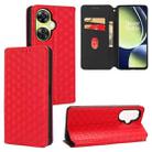 For OnePlus Nord CE 3 Lite / Nord N30 Cubic Grid Texture Flip Leather Phone Case(Red) - 1