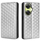 For OnePlus Nord CE 3 Lite / Nord N30 Cubic Grid Texture Flip Leather Phone Case(Silver) - 2