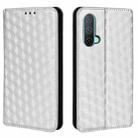 For OnePlus Nord CE 5G Cubic Grid Texture Flip Leather Phone Case(Silver) - 2
