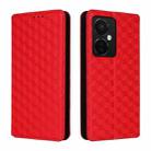 For OnePlus Nord CE3 Cubic Grid Texture Flip Leather Phone Case(Red) - 2