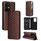 For OnePlus Nord CE3 Cubic Grid Texture Flip Leather Phone Case(Brown) - 1