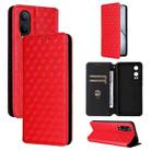 For OnePlus Nord CE4 Lite Cubic Grid Texture Flip Leather Phone Case(Red) - 1