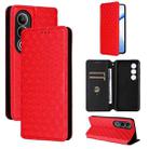 For OnePlus Nord CE4 Cubic Grid Texture Flip Leather Phone Case(Red) - 1