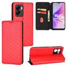 For OnePlus Nord N300 Cubic Grid Texture Flip Leather Phone Case(Red) - 1