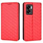 For OnePlus Nord N300 Cubic Grid Texture Flip Leather Phone Case(Red) - 2