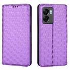 For OnePlus Nord N300 Cubic Grid Texture Flip Leather Phone Case(Purple) - 2