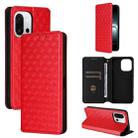 For OnePlus 13T Cubic Grid Texture Flip Leather Phone Case(Red) - 1