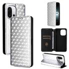 For OnePlus 13T Cubic Grid Texture Flip Leather Phone Case(Silver) - 1