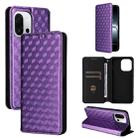 For OnePlus 13T Cubic Grid Texture Flip Leather Phone Case(Purple) - 1