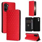 For OnePlus Ace 5 Racing Cubic Grid Texture Flip Leather Phone Case(Red) - 1