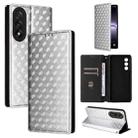 For OnePlus Nord 5 / OnePlus Ace 5 Ultra Cubic Grid Texture Flip Leather Phone Case(Silver) - 1