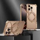 For iPhone 16 Pro Max S Shaped 360 Holder Airbag Frameless MagSafe Metal Phone Case(Desert Gold) - 2