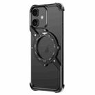 For iPhone 16 Plus S Shaped 360 Holder Airbag Frameless MagSafe Metal Phone Case(Black) - 1