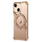 For iPhone 15 S Shaped 360 Holder Airbag Frameless MagSafe Metal Phone Case(Desert Gold) - 1