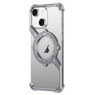 For iPhone 15 S Shaped 360 Holder Airbag Frameless MagSafe Metal Phone Case(Space Gray) - 1