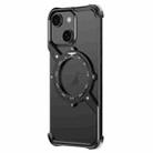 For iPhone 13 S Shaped 360 Holder Airbag Frameless MagSafe Metal Phone Case(Black) - 1