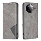 For Xiaomi Poco F7 Pro / F7 Ultra Rhombus Texture Magnetic Leather Phone Case(Grey) - 1