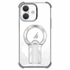 For iPhone 16 Plus Shockproof Electroplating MagSafe Holder Phone Case(Silver) - 1