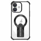 For iPhone 16 Shockproof Electroplating MagSafe Holder Phone Case(Black) - 1