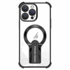 For iPhone 15 Shockproof Electroplating MagSafe Holder Phone Case(Black) - 1