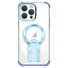 For iPhone 14 Pro Shockproof Electroplating MagSafe Holder Phone Case(Blue) - 1