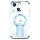 For iPhone 13 Shockproof Electroplating MagSafe Holder Phone Case(Blue) - 1