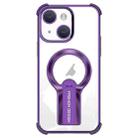 For iPhone 13 Shockproof Electroplating MagSafe Holder Phone Case(Purple) - 1