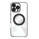 For iPhone 16 Pro Transparent Glitter Mirror Rotating Holder Phone Case(Black) - 2