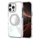 For iPhone 16 Pro Transparent Glitter Mirror Rotating Holder Phone Case(Silver) - 1