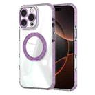 For iPhone 16 Pro Transparent Glitter Mirror Rotating Holder Phone Case(Purple) - 1
