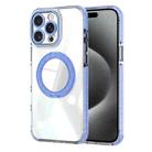 For iPhone 15 Pro Max Transparent Glitter Mirror Rotating Holder Phone Case(Blue) - 1