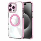 For iPhone 15 Pro Max Transparent Glitter Mirror Rotating Holder Phone Case(Pink) - 1