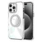For iPhone 15 Pro Transparent Glitter Mirror Rotating Holder Phone Case(Silver) - 1