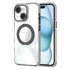 For iPhone 15 Transparent Glitter Mirror Rotating Holder Phone Case(Black) - 1