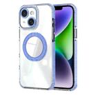 For iPhone 14 Transparent Glitter Mirror Rotating Holder Phone Case(Blue) - 1