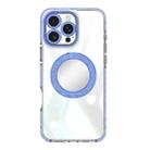 For iPhone 14 Transparent Glitter Mirror Rotating Holder Phone Case(Blue) - 2