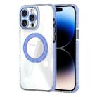 For iPhone 14 Pro Transparent Glitter Mirror Rotating Holder Phone Case(Blue) - 1