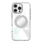For iPhone 14 Pro Max Transparent Glitter Mirror Rotating Holder Phone Case(Silver) - 2