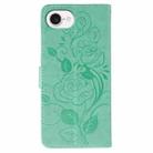 For iPhone 16e Rose Butterfly Embossed Leather Phone Case(Green) - 3