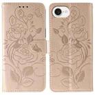 For iPhone 16e Rose Butterfly Embossed Leather Phone Case(Rose Gold) - 1