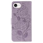 For iPhone 16e Rose Butterfly Embossed Leather Phone Case(Purple) - 3