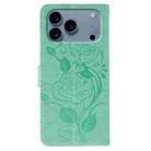 For iPhone 17 Pro Rose Butterfly Embossed Leather Phone Case(Green) - 3