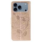 For iPhone 17 Pro Rose Butterfly Embossed Leather Phone Case(Rose Gold) - 3