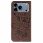 For iPhone 17 Pro Rose Butterfly Embossed Leather Phone Case(Brown) - 3
